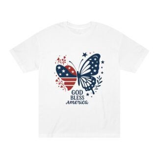 Patriotic Butterfly Tee, God Bless America T-Shirt, Independence Day Shirt, 4th of July Attire, Unisex Classic Tee