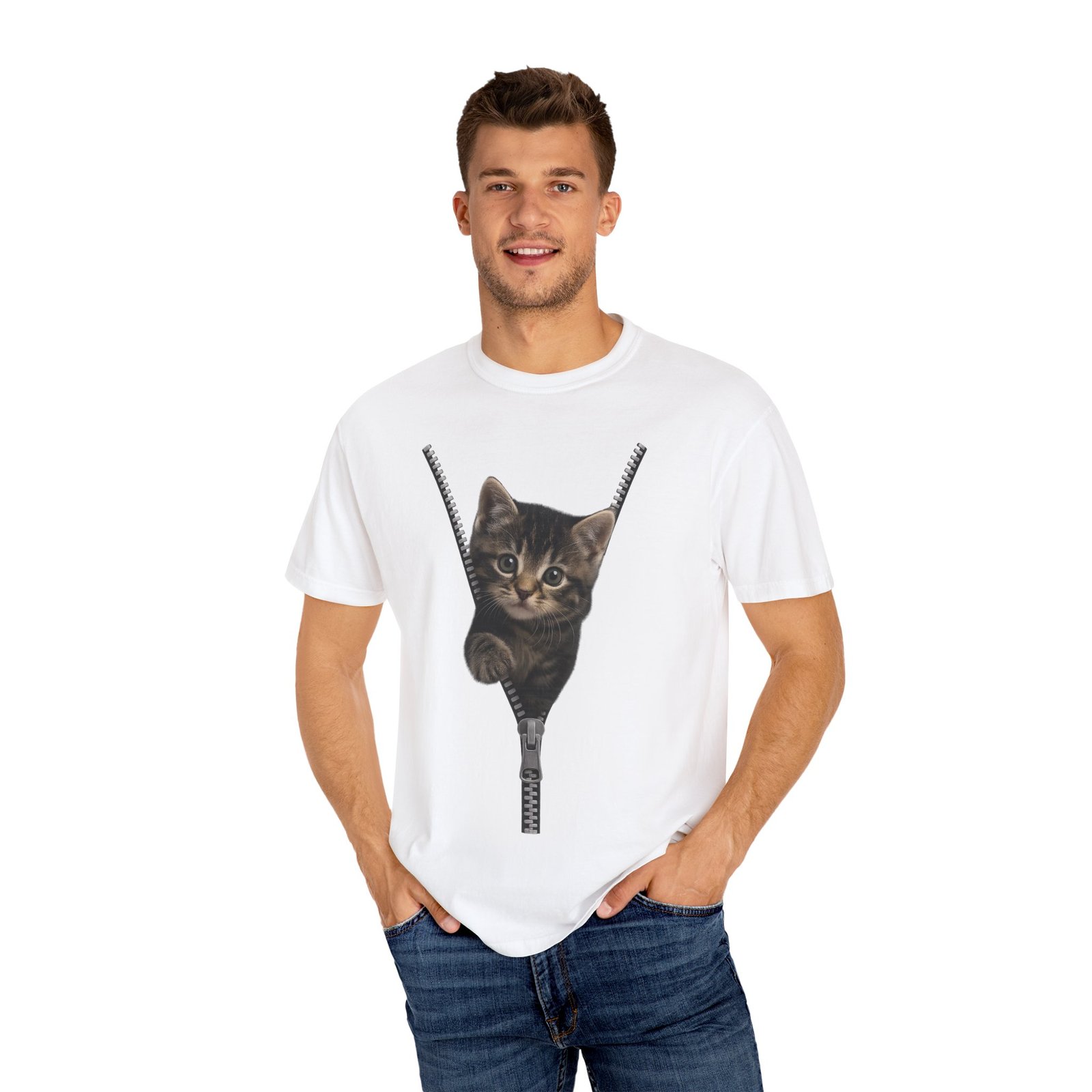 Playful Cat Unisex T-Shirt, Cute Animal Tee, Funny Gift for Cat Lovers, Unique Graphic Shirt, Ideal for Birthdays and Everyday Wear - Image 3